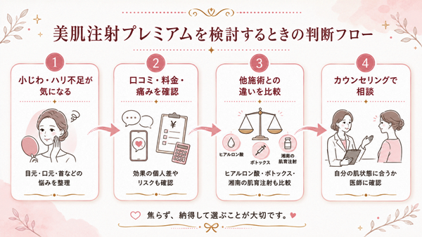 美肌注射プレミアムを検討するときの判断フロー